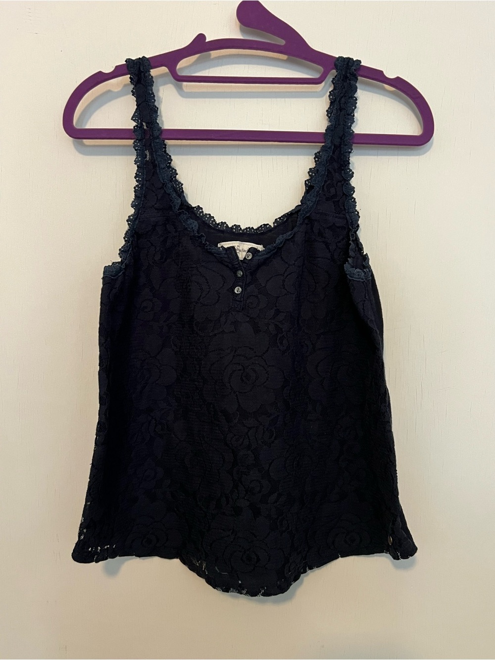 Abercrombie & Fitch Dark Navy Blue Rose Lace Tank